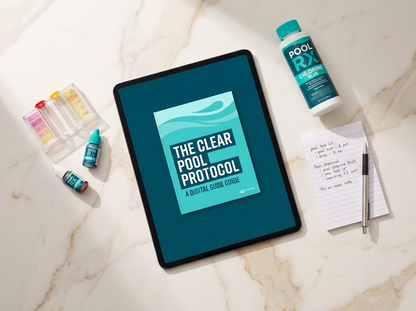 The Clear Pool Protocol iPad flatlay